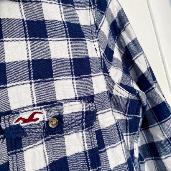 Hollister Blue & White Checkered Flannel Shirt - Picture 3 of 6